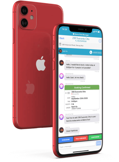 booking application mobile view in red
